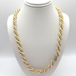 Vintage Trifari Gold Tone Rope Chain 29" Necklace‎ Faux Seed Pearls